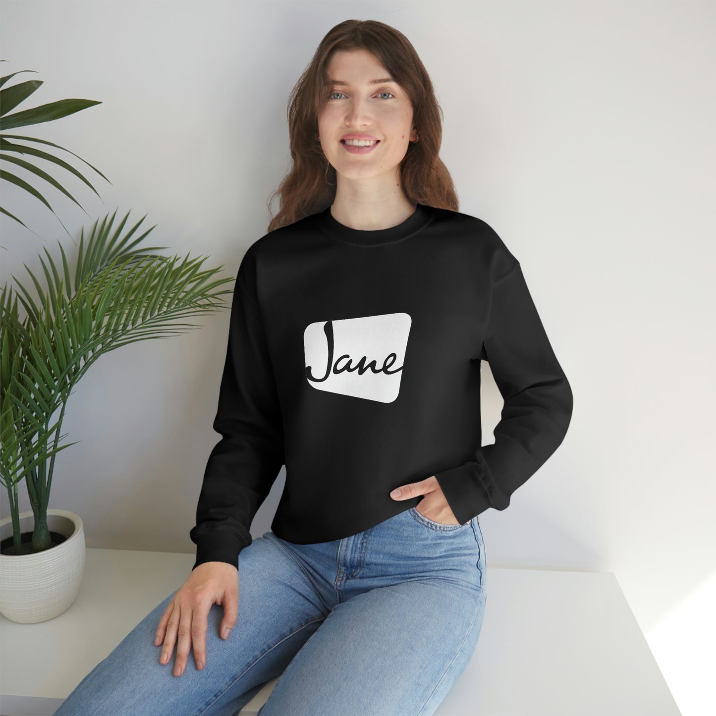 White Jane Classic Logo - Black Crewneck Sweatshirt