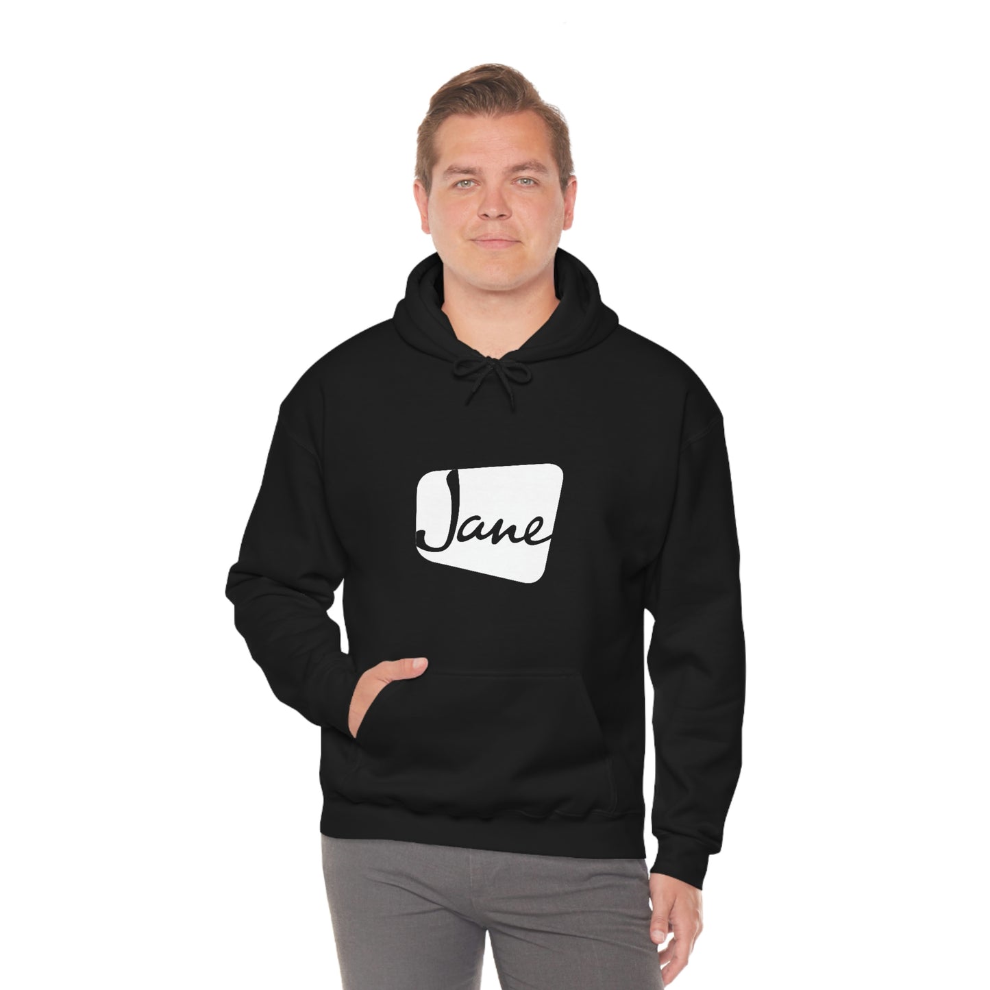 White Jane Classic Logo - Black Hooded Sweatshirt