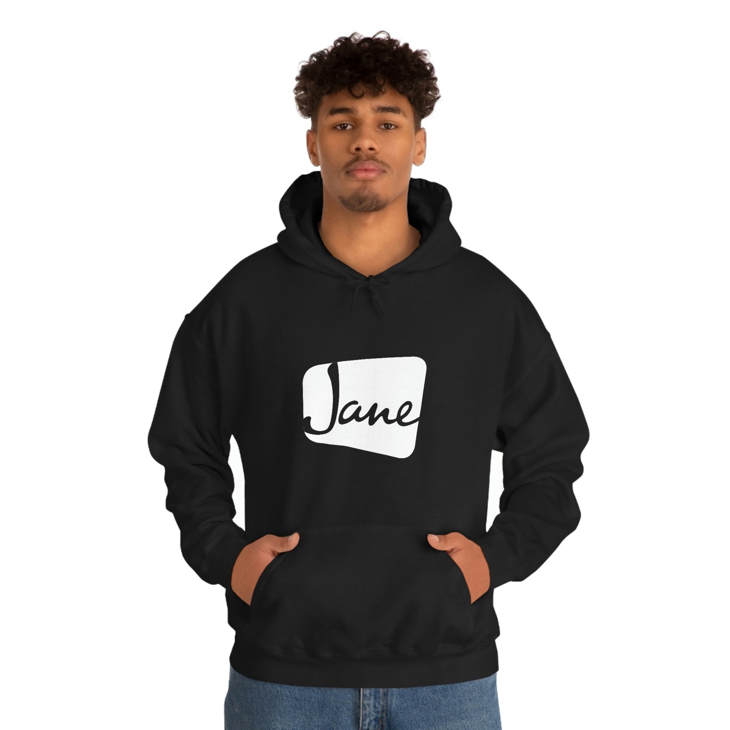 White Jane Classic Logo - Black Hooded Sweatshirt