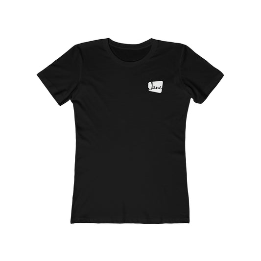 White Jane Pocket Logo - Black Tee (Women's Fit)