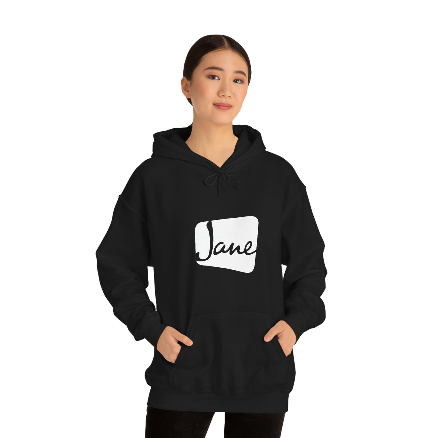 White Jane Classic Logo - Black Hooded Sweatshirt