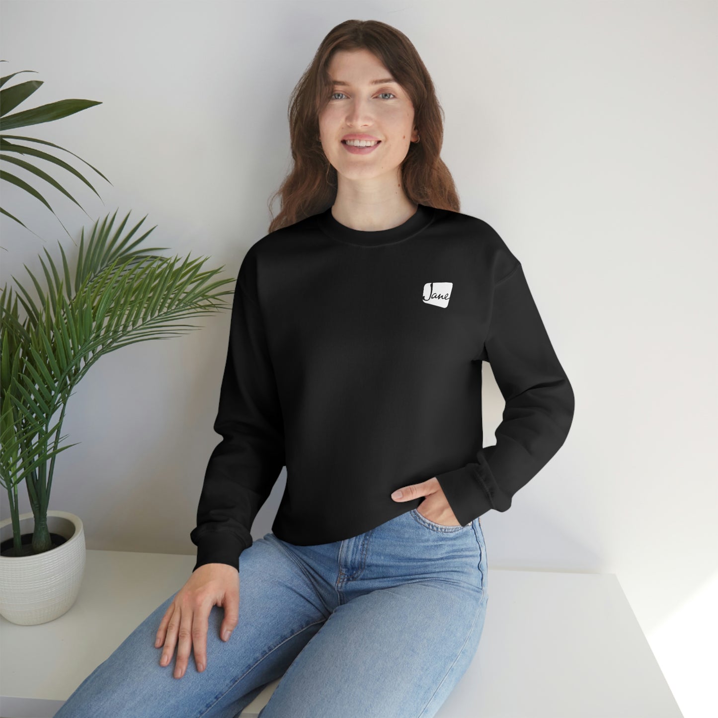 White Jane Pocket Logo - Unisex Crewneck (Classic Fit)