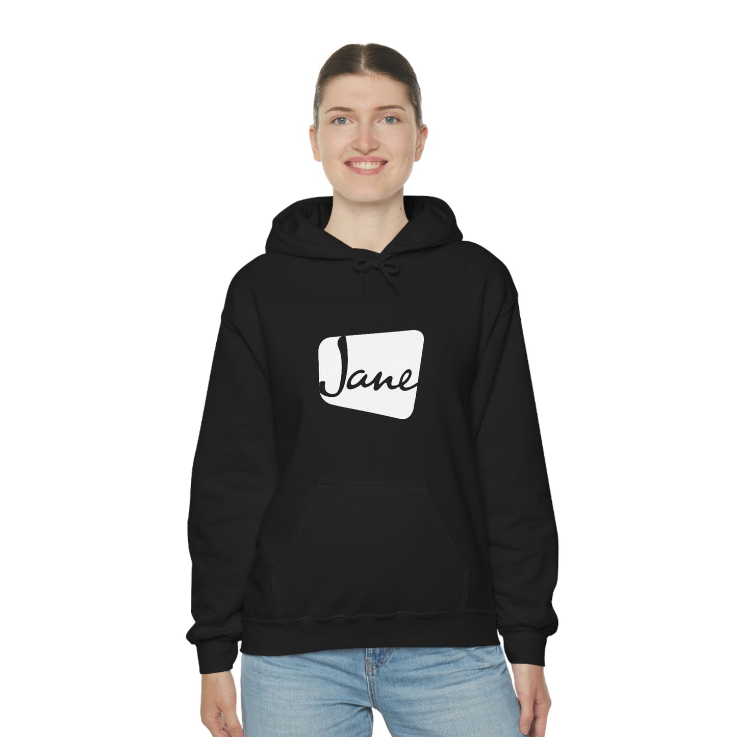 White Jane Classic Logo - Black Hooded Sweatshirt